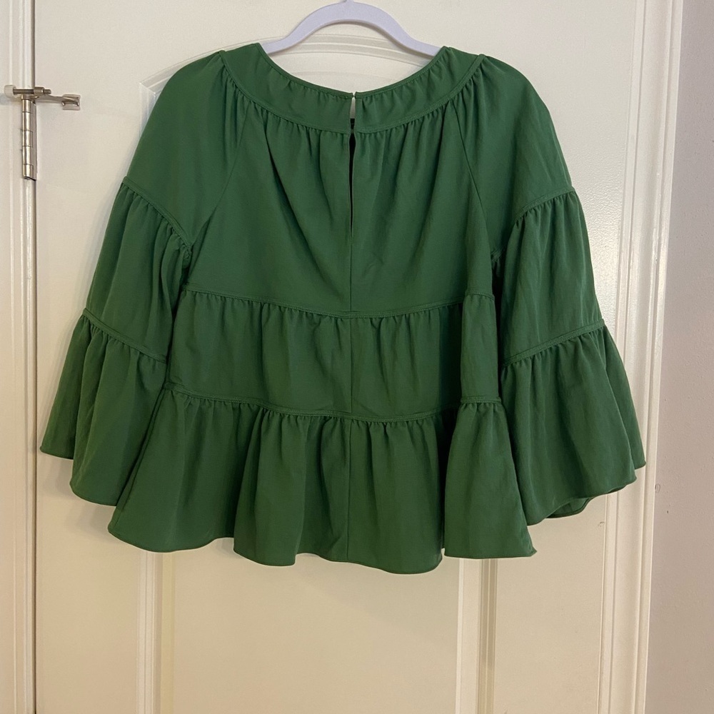 REBECCA Taylor Womens Green Tiered Pique Top Size XS - Picture 5 of 7